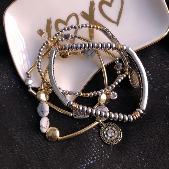 BOHO BABE SILVER AND GOLD CHARM BRACELET - Picture 4 of 10